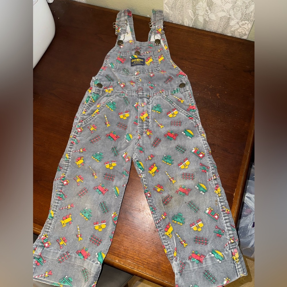 Osh Kosh B’Gosh Vintage Denim Train Overalls Size 4